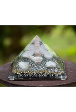 Orgone Orgonite piramide Seleniet,   kasholong opaal, witte Calciet, Isis Calciet en Shungite