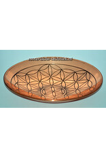 Koperen schaal met gegraveerd Flower of Life.