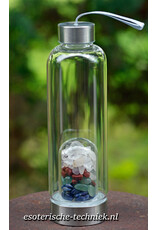 Waterfles met Edelstenen Bergkristal, Rode Jaspis, Aventurijn en Sodaliet