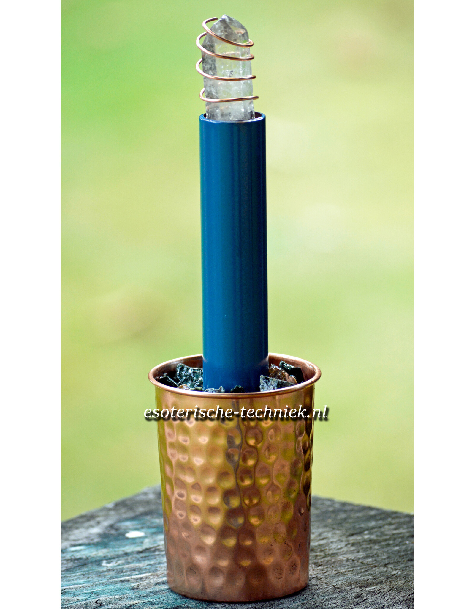Orgone Chembuster Power Pipe met Preseli Bluestone (Stonehenge steen), Rutielkwarts, Rookkwarts en Shungite.