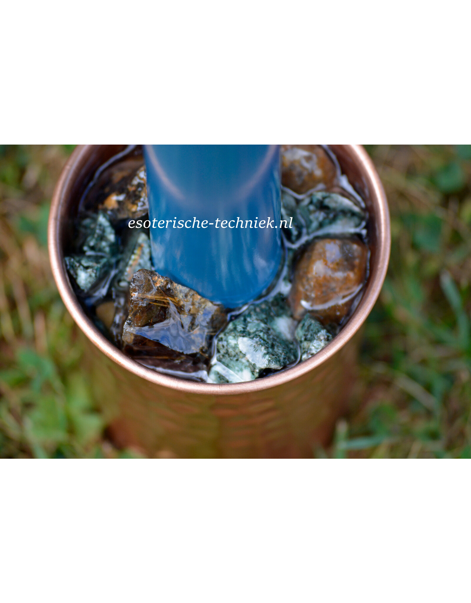 Orgone Chembuster Power Pipe met Preseli Bluestone (Stonehenge steen), Rutielkwarts, Rookkwarts en Shungite.