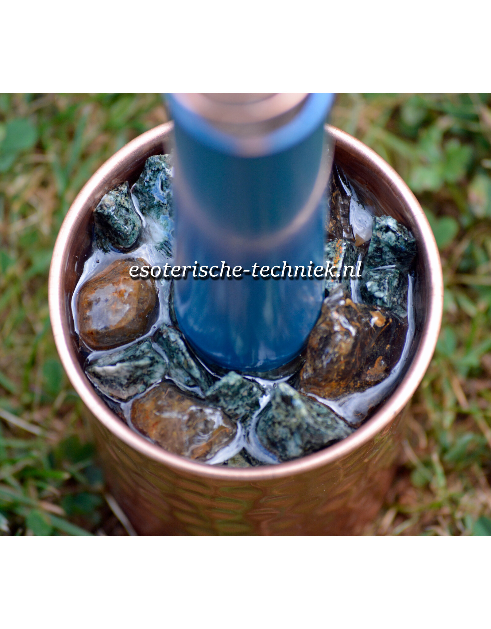 Orgone Chembuster Power Pipe met Preseli Bluestone (Stonehenge steen), Rutielkwarts, Rookkwarts en Shungite.