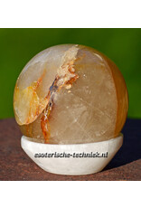 Edelsteen bol of Sphere Golden Healer met seleniet schaaltje