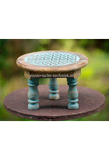 Compact altaar tafeltje van massief mangohout met de Flower of Life