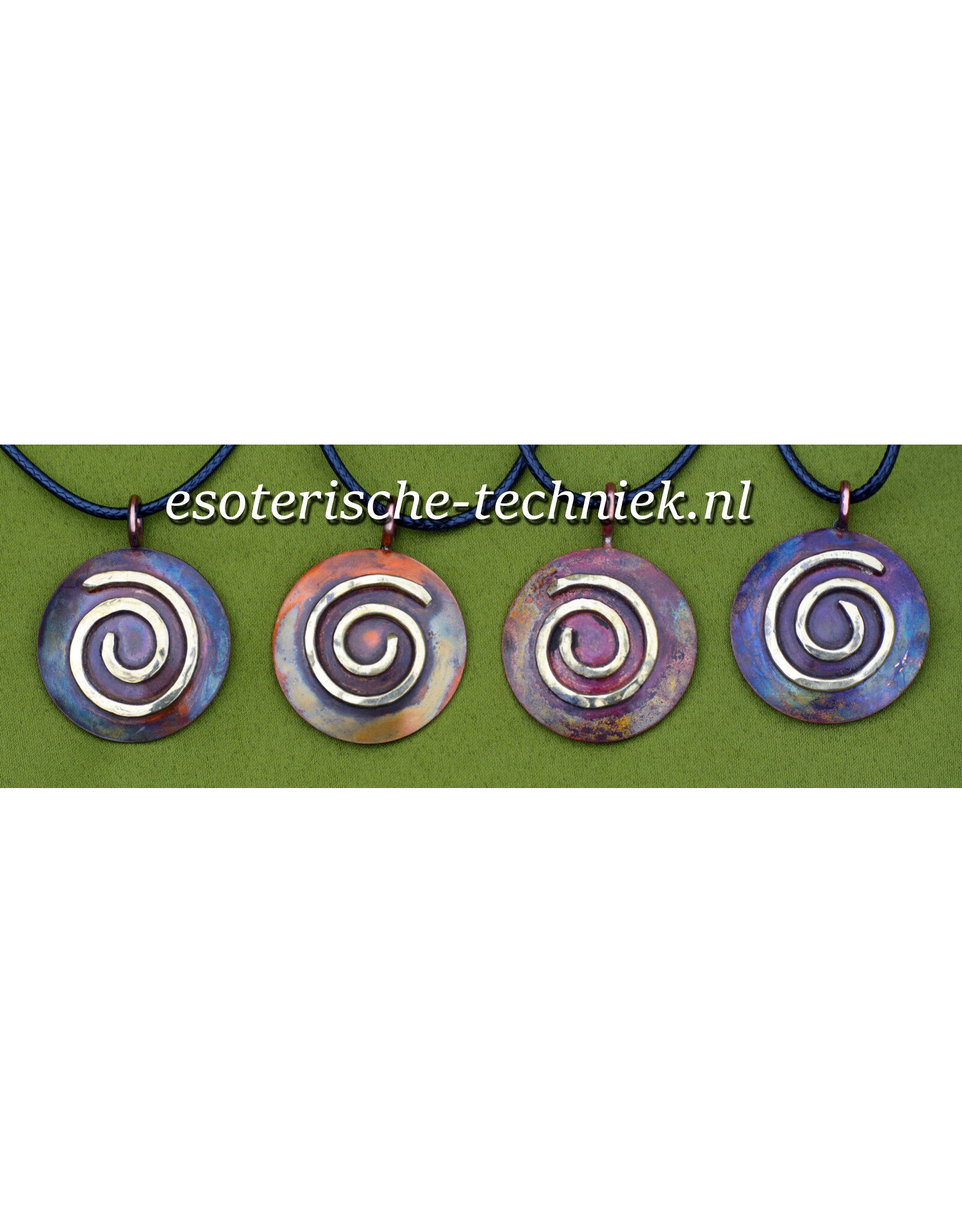 Orgone Orgonite Sieraad hanger van koper en messing Krachtspiraal met o.a. Edel Shungite en Shungite.