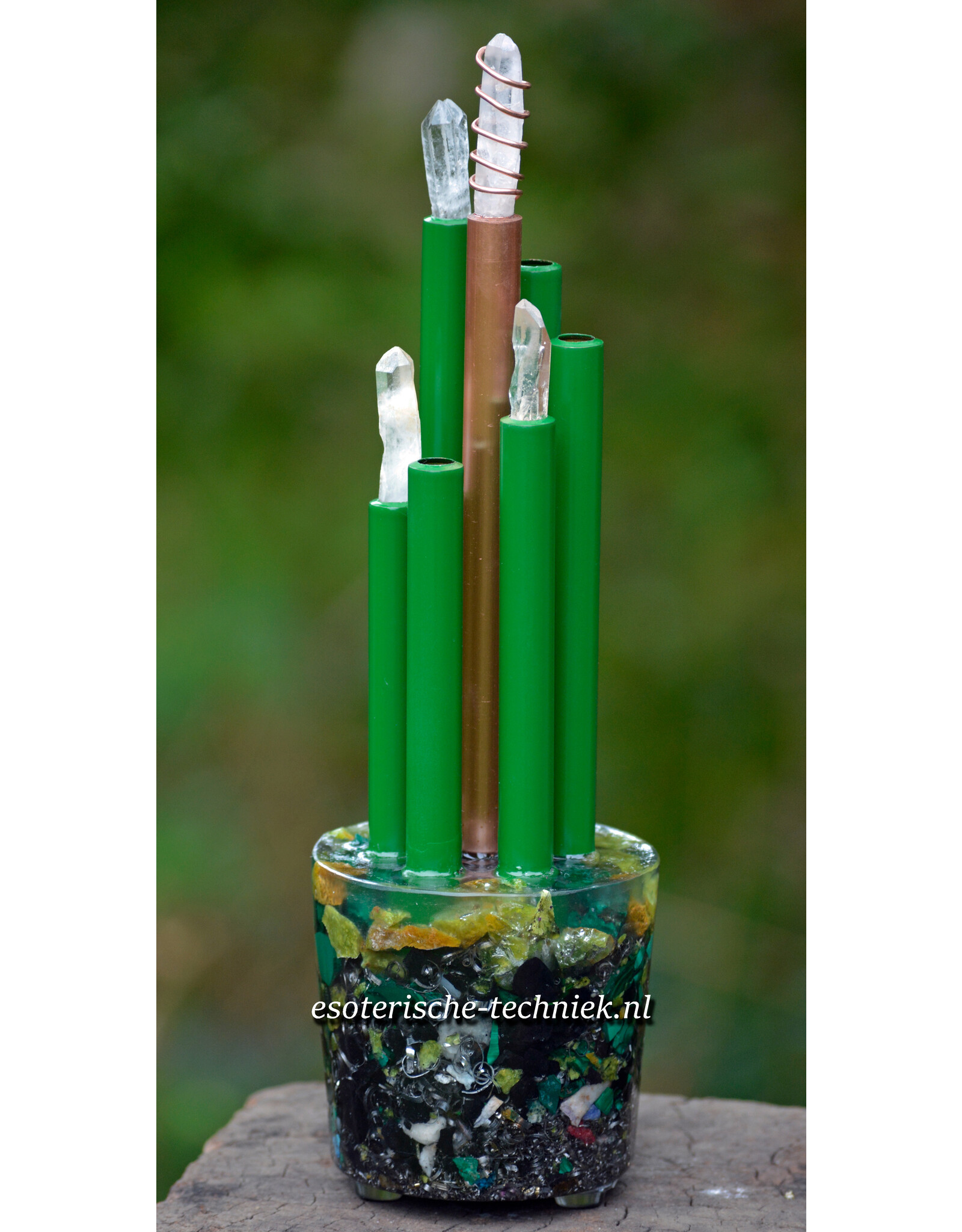 Orgon Malachiet Chembuster met Groene Opaal, Azeztuliet en Shungiet