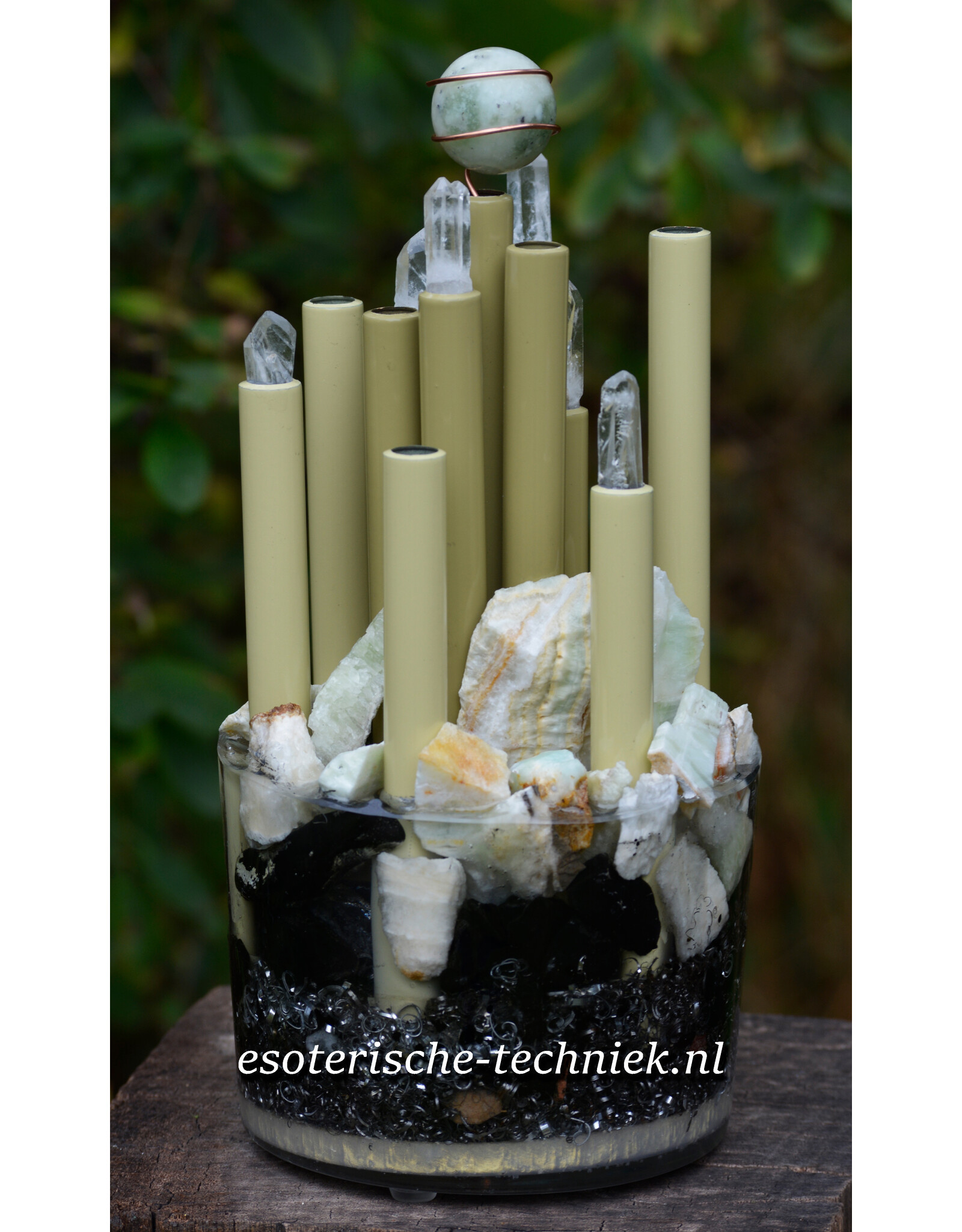 Orgon energie generator met dubbele vortex Viso Calciet, Regenboog Calciet en Shungite