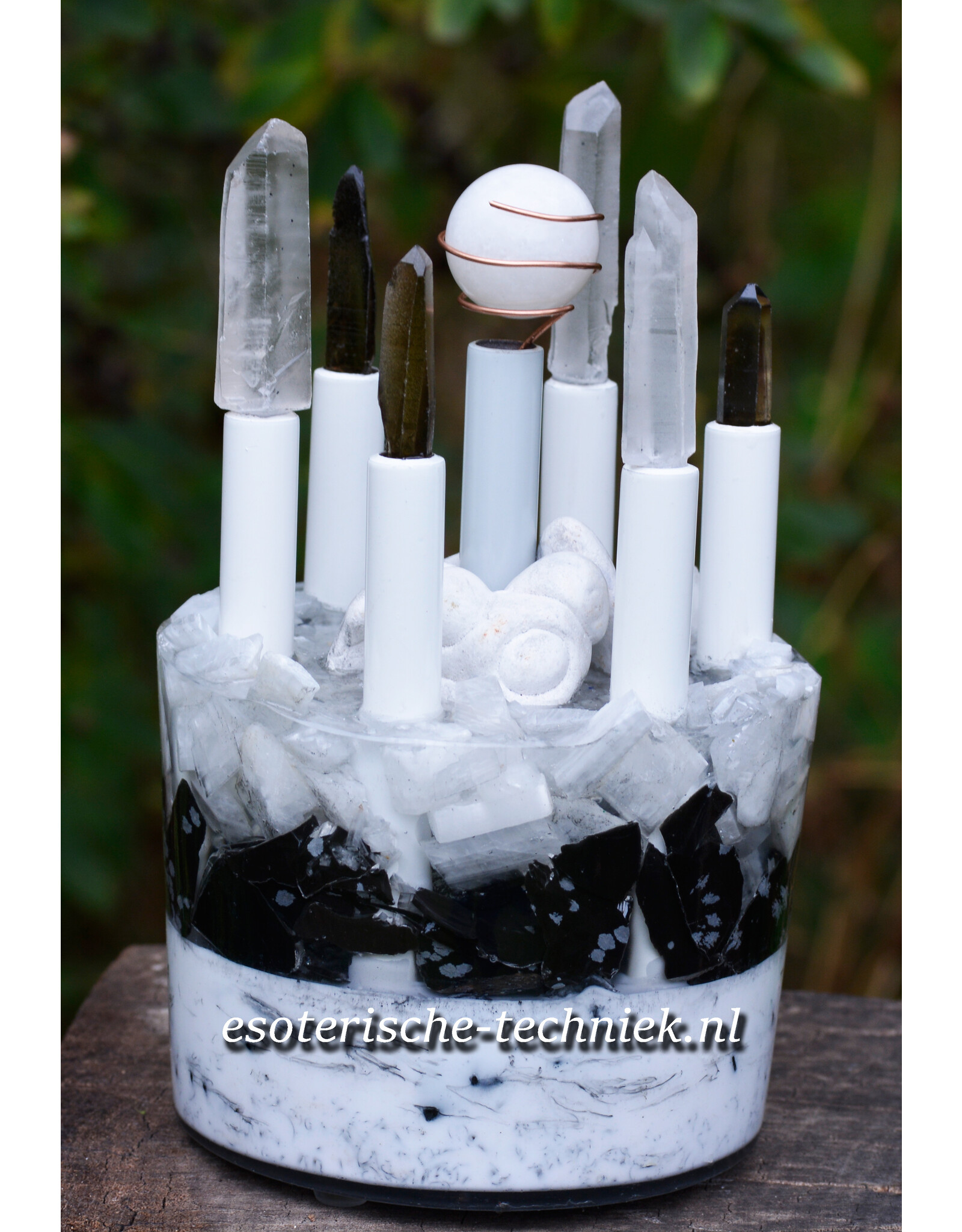 Orgon Energie Generator met Shungite, Sneeuwvlok Obsidiaan, witte Calciet, Fairy Stone  en Seleniet