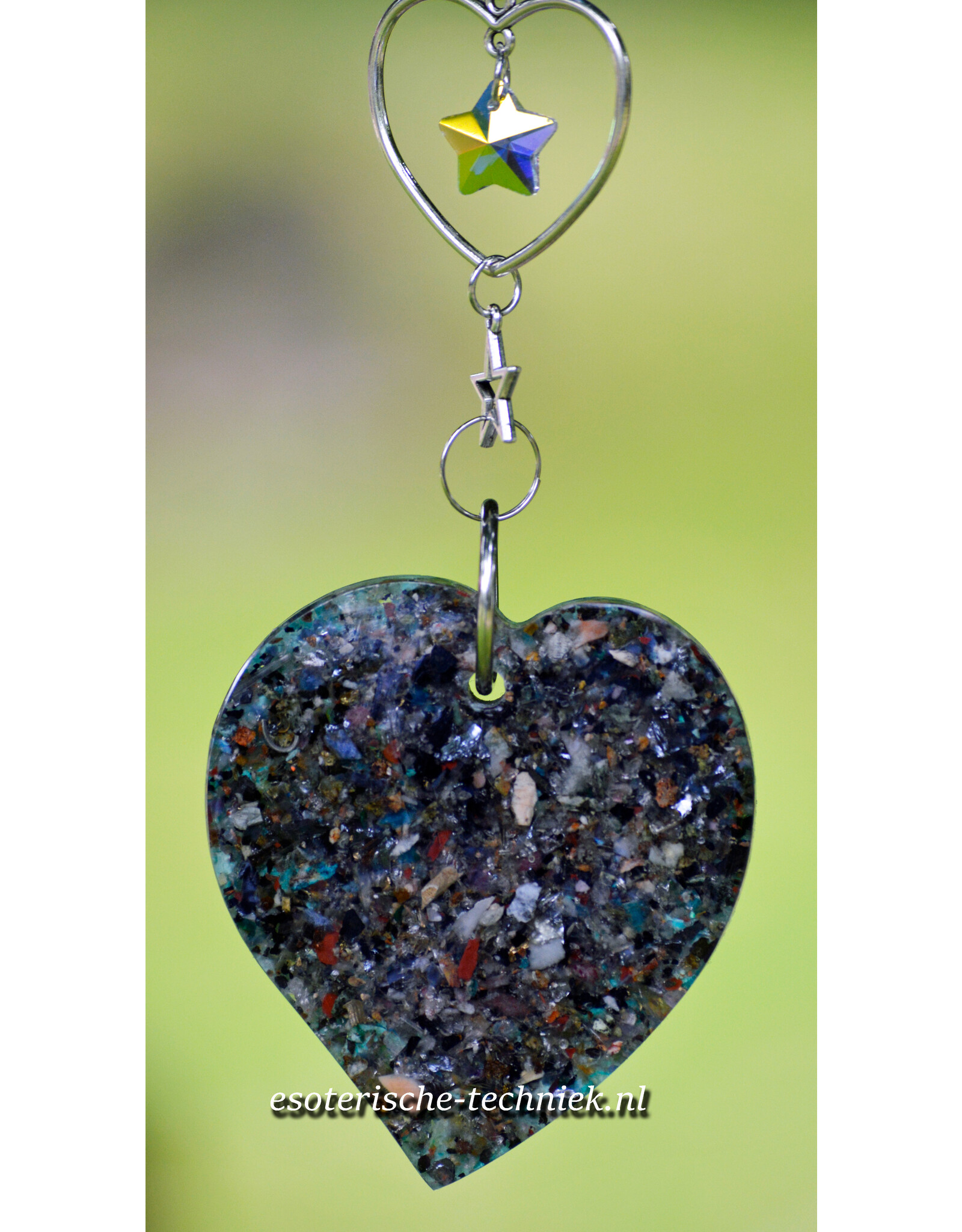 Orgonite Stralingswerende raamhanger Chrysocolla en  Shungite