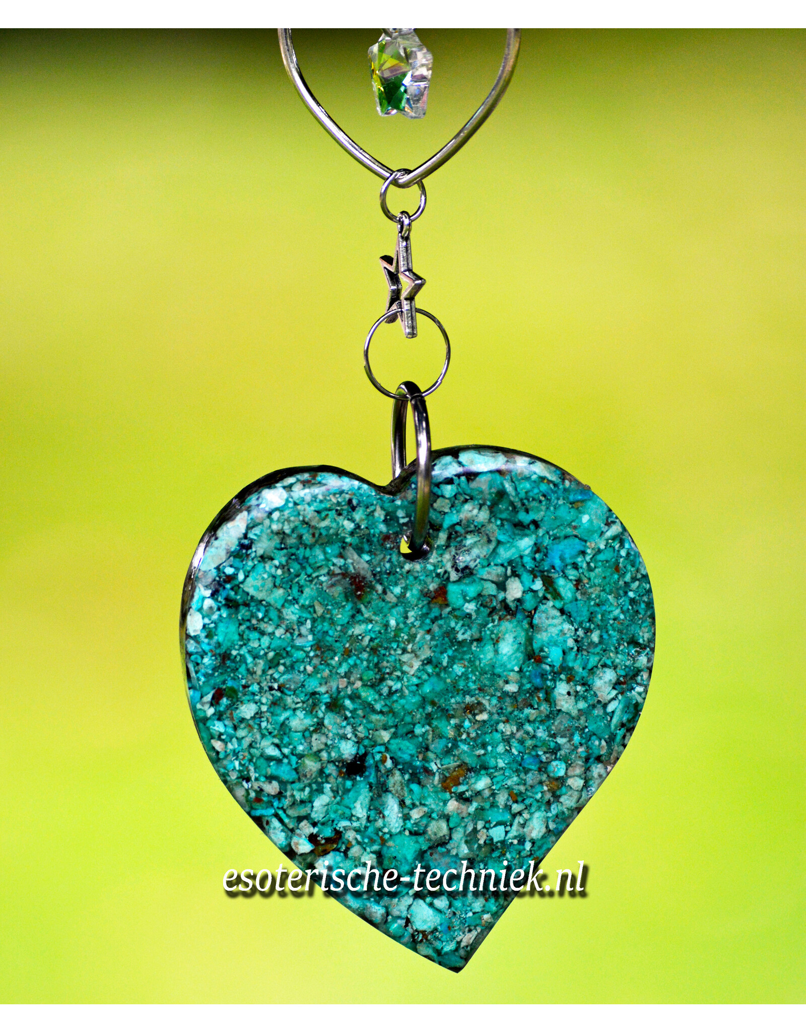 Orgonite Stralingswerende raamhanger Chrysocolla en  Shungite