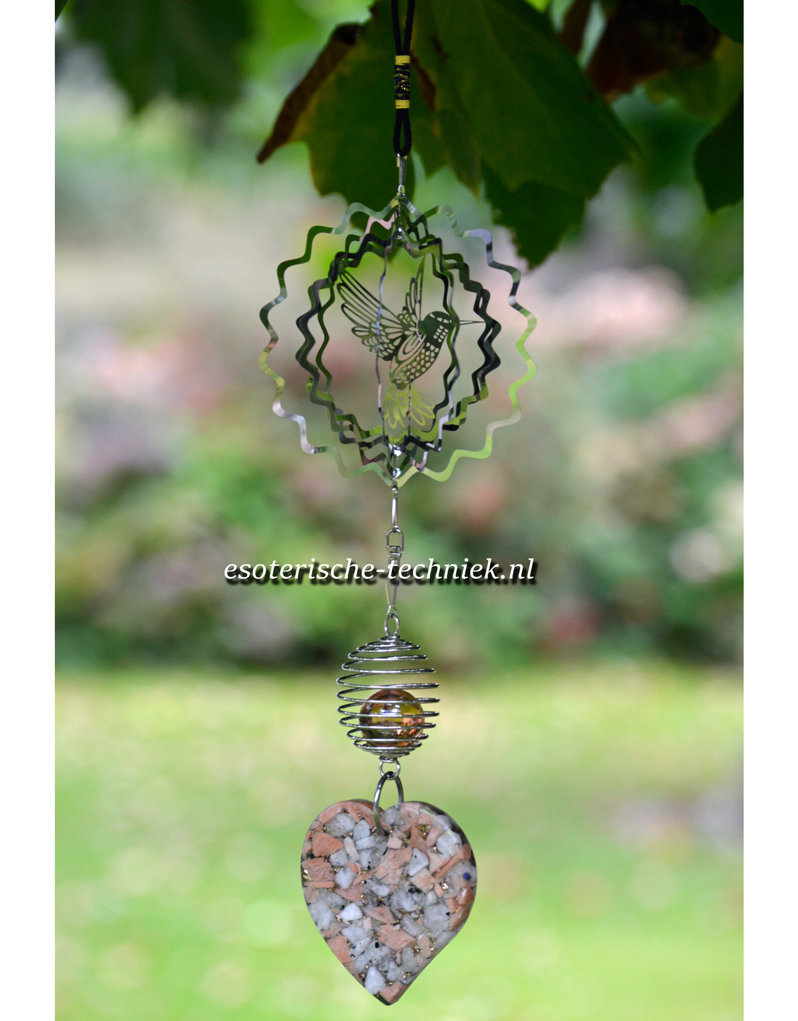 Orgonite Stralingswerende raamhanger Regenboog Maansteen, Roze Maansteen en Shungite