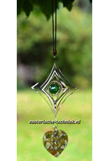 Orgonite raamhanger Groene Opaal, Lizardiet, Atlantisiet en Shungite