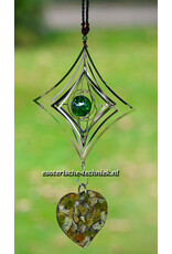 Orgonite raamhanger Groene Opaal, Lizardiet, Atlantisiet en Shungite