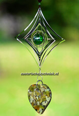 Orgonite raamhanger Groene Opaal, Lizardiet, Atlantisiet en Shungite