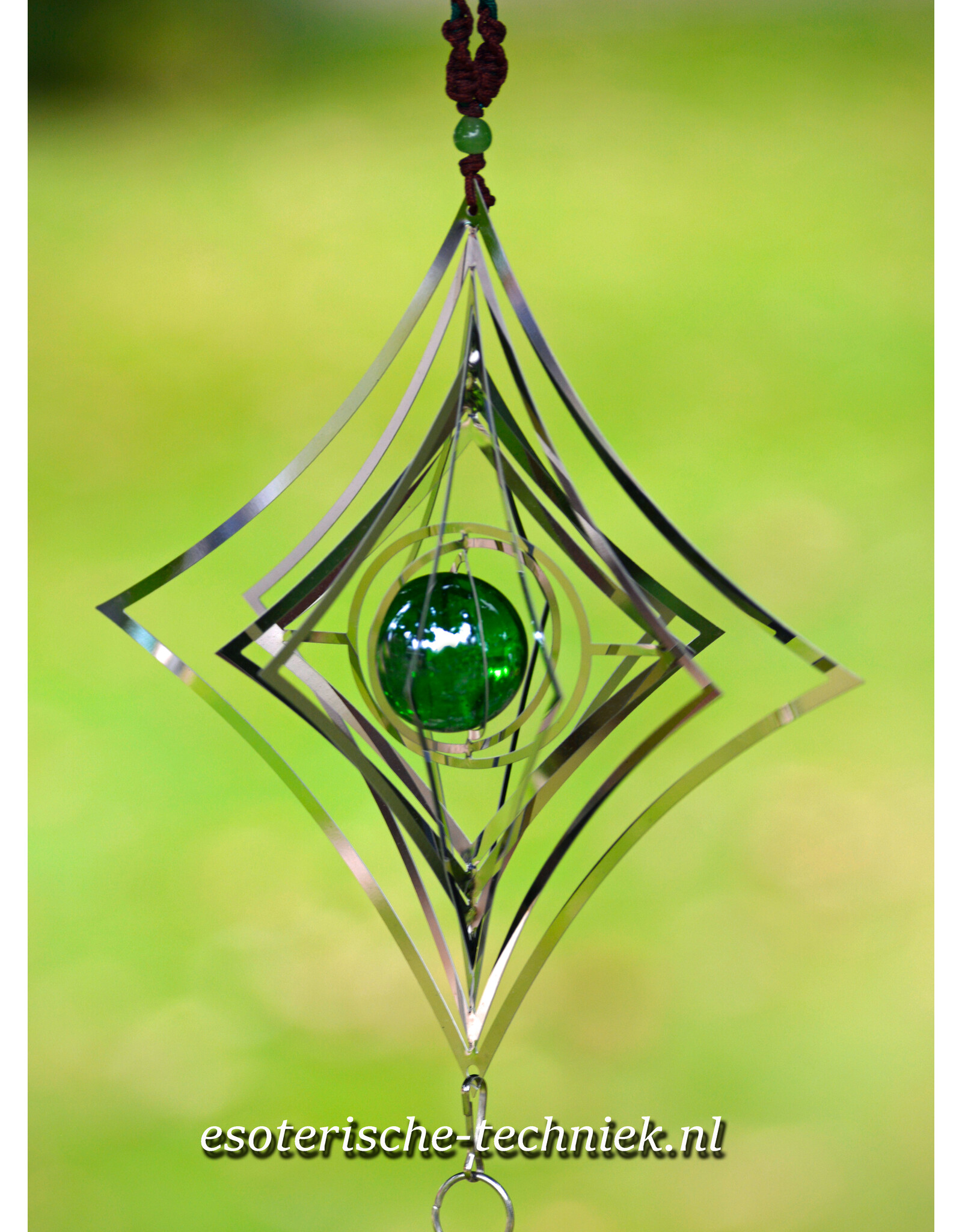 Orgonite raamhanger Groene Opaal, Lizardiet, Atlantisiet en Shungite