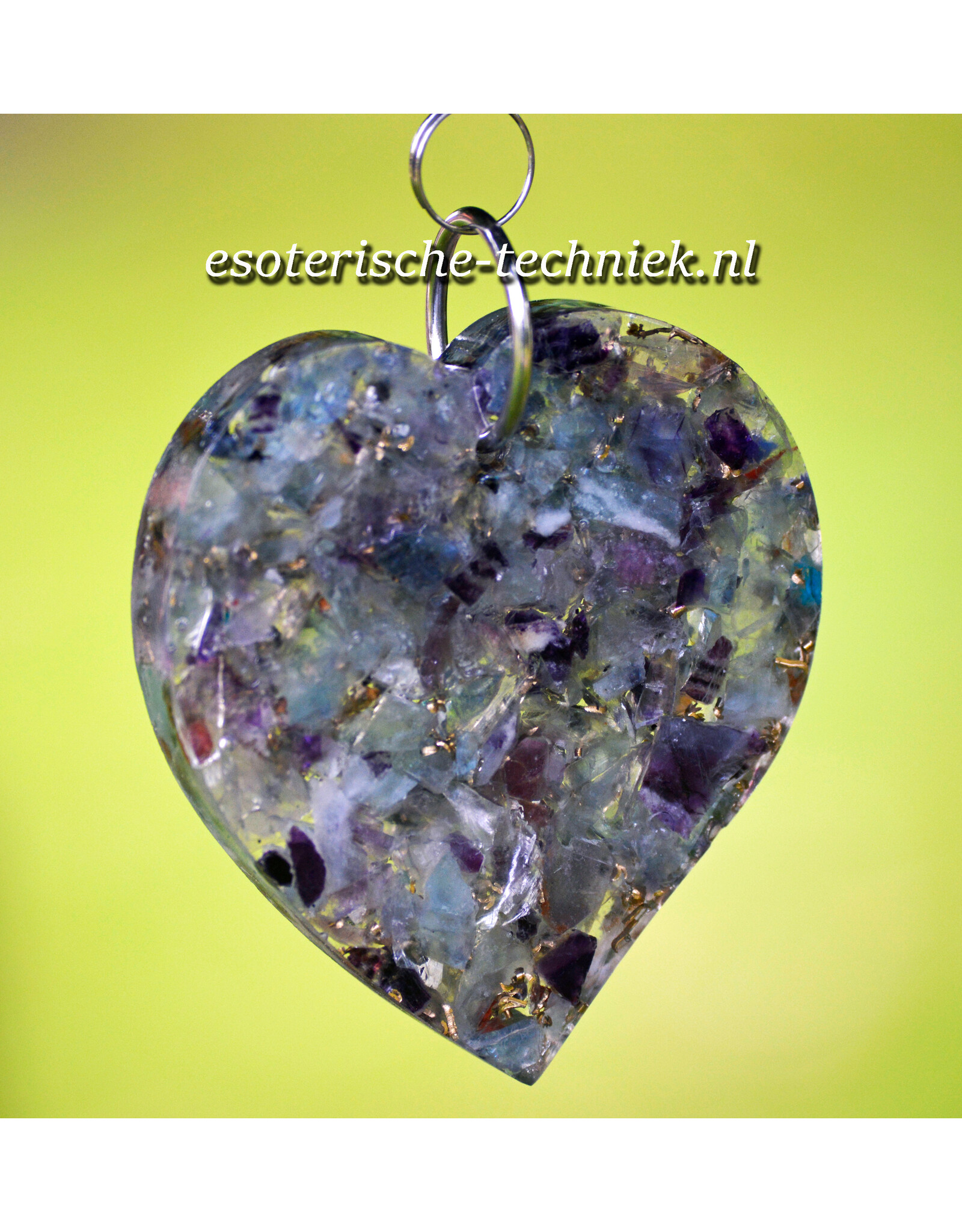 Orgonite Stralingswerende raamhanger Uil met Fluoriet, Charoïet, Amethist en Shungite
