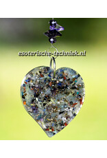 Orgonite Stralingswerende raamhanger Uil met Fluoriet, Charoïet, Amethist en Shungite