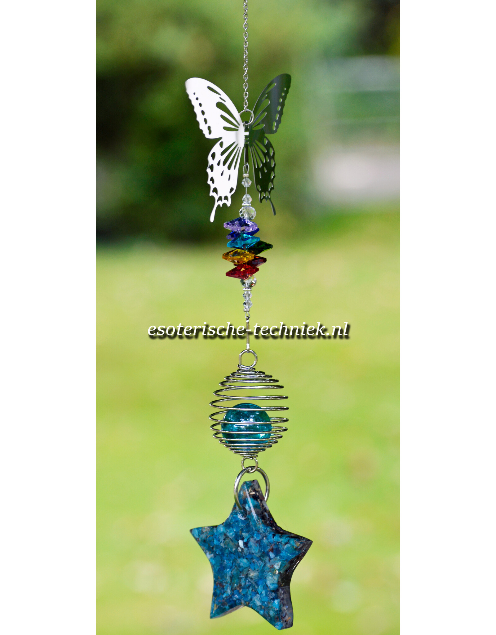 Apatite & Shungite Orgonite Butterfly Window Hanger