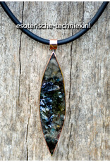 Hanger van zuiver Koper met Moldaviet en Libisch Goud Tektiet – Orgonite Bescherming tegen Straling (5G, EMF)