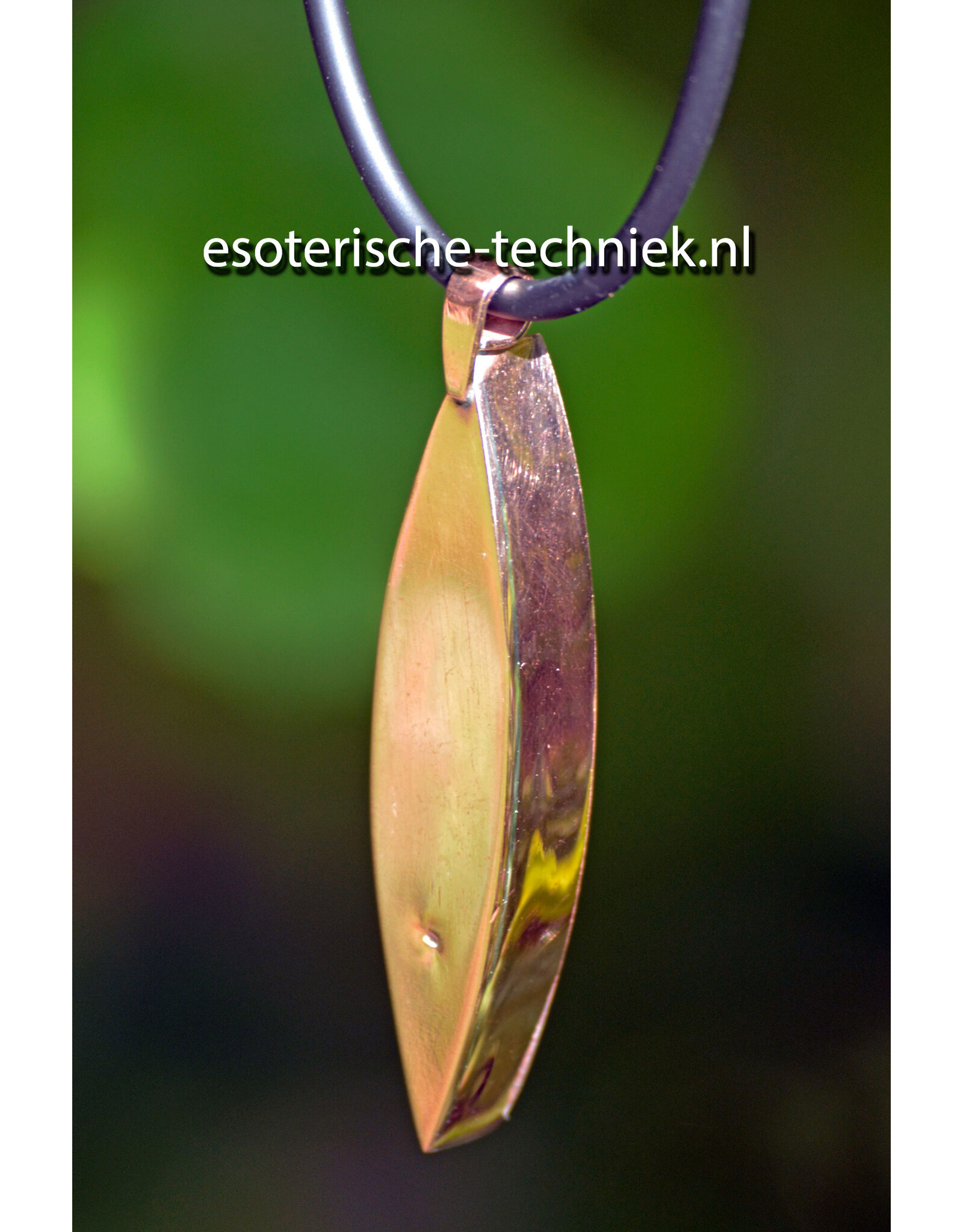 Hanger van zuiver Koper met Moldaviet en Libisch Goud Tektiet – Orgonite Bescherming tegen Straling (5G, EMF)