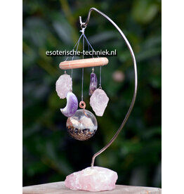 Orgonite mobiel Rozenkwarts, Amethist, Bergkristal
