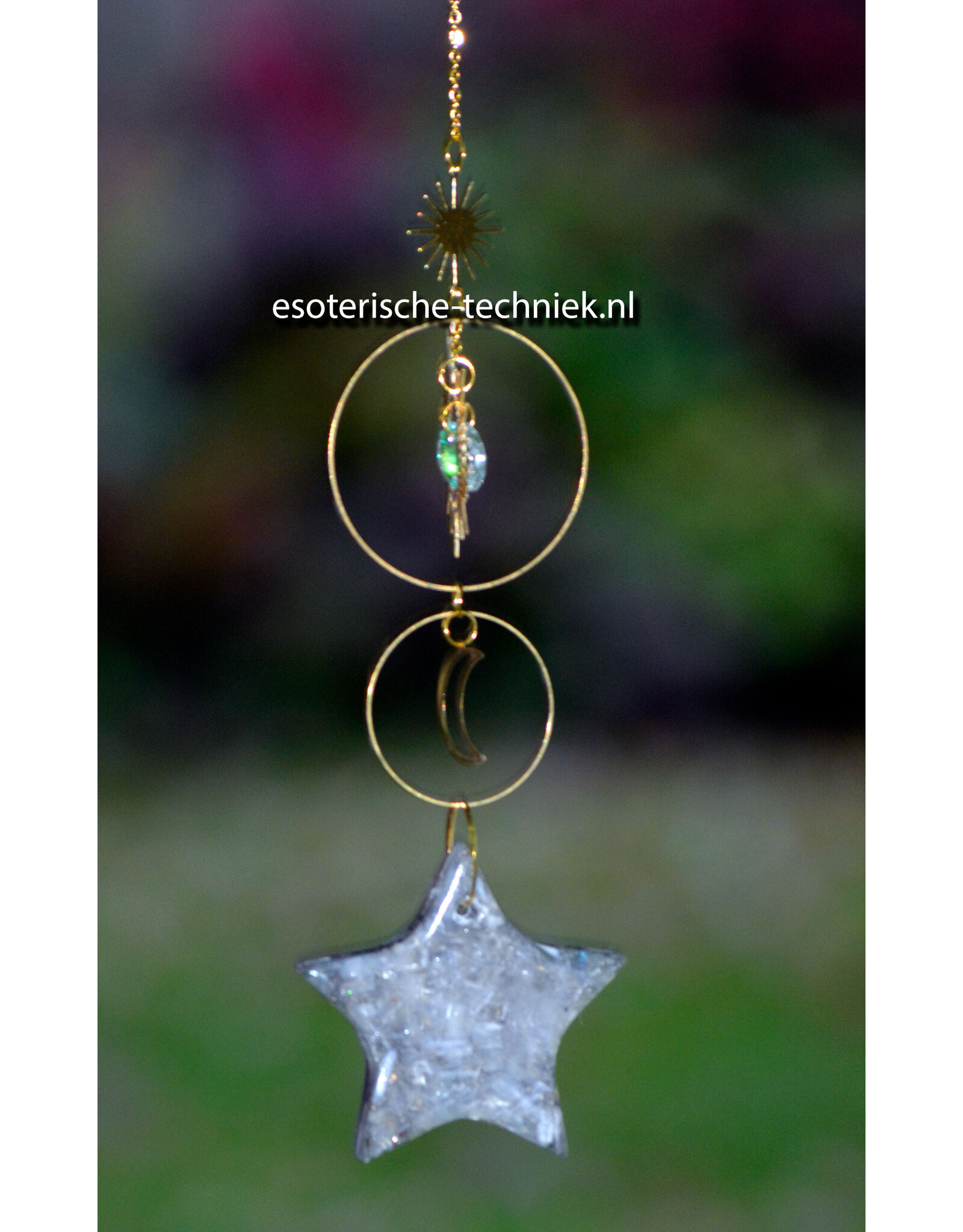 Raamhanger orgonite met Seleniet ster.