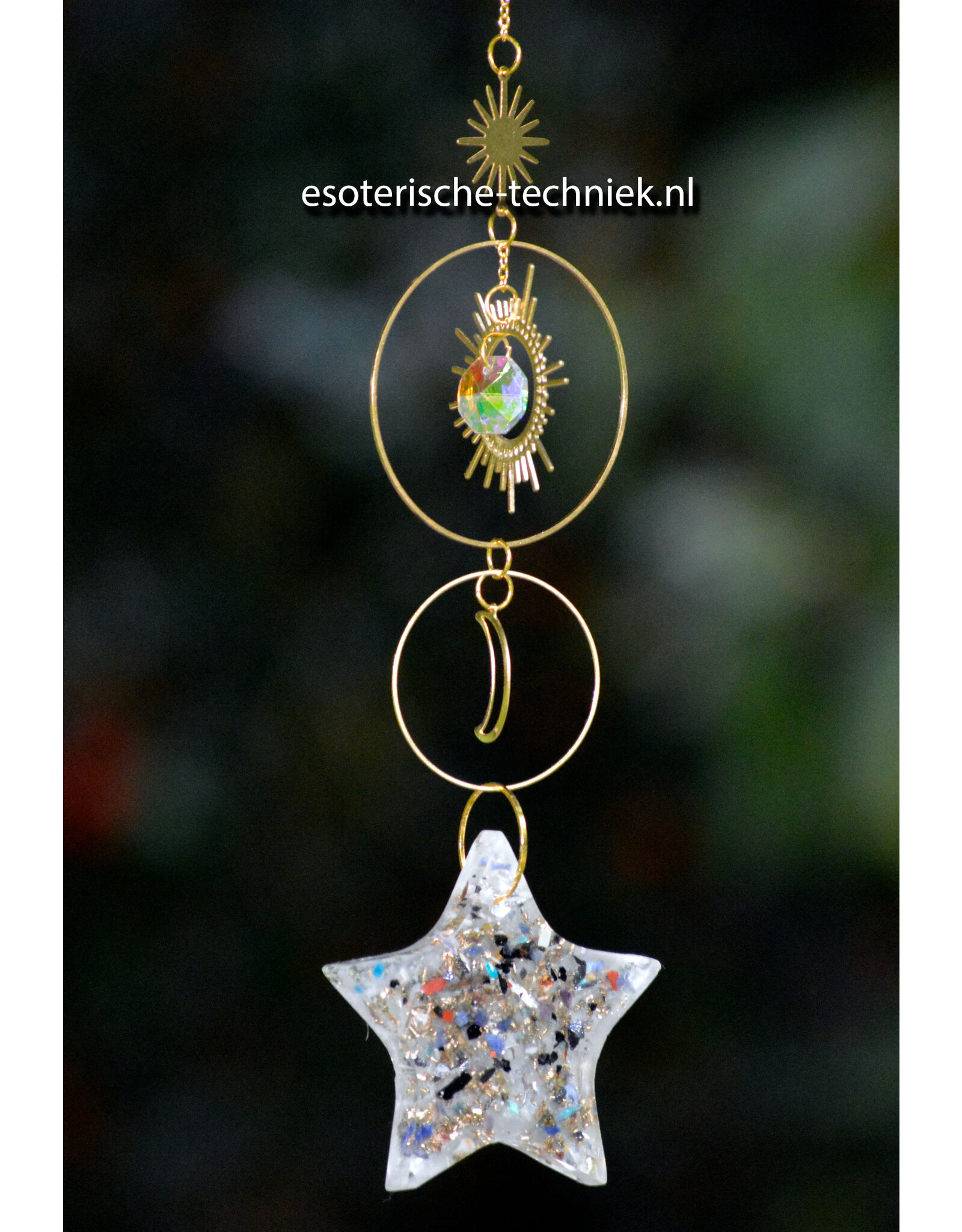 Raamhanger orgonite met Seleniet ster.