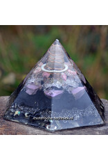 Hexagon Orgonite Pyramid | Phosphosiderite, Azeztulite, Thulite & Shungite