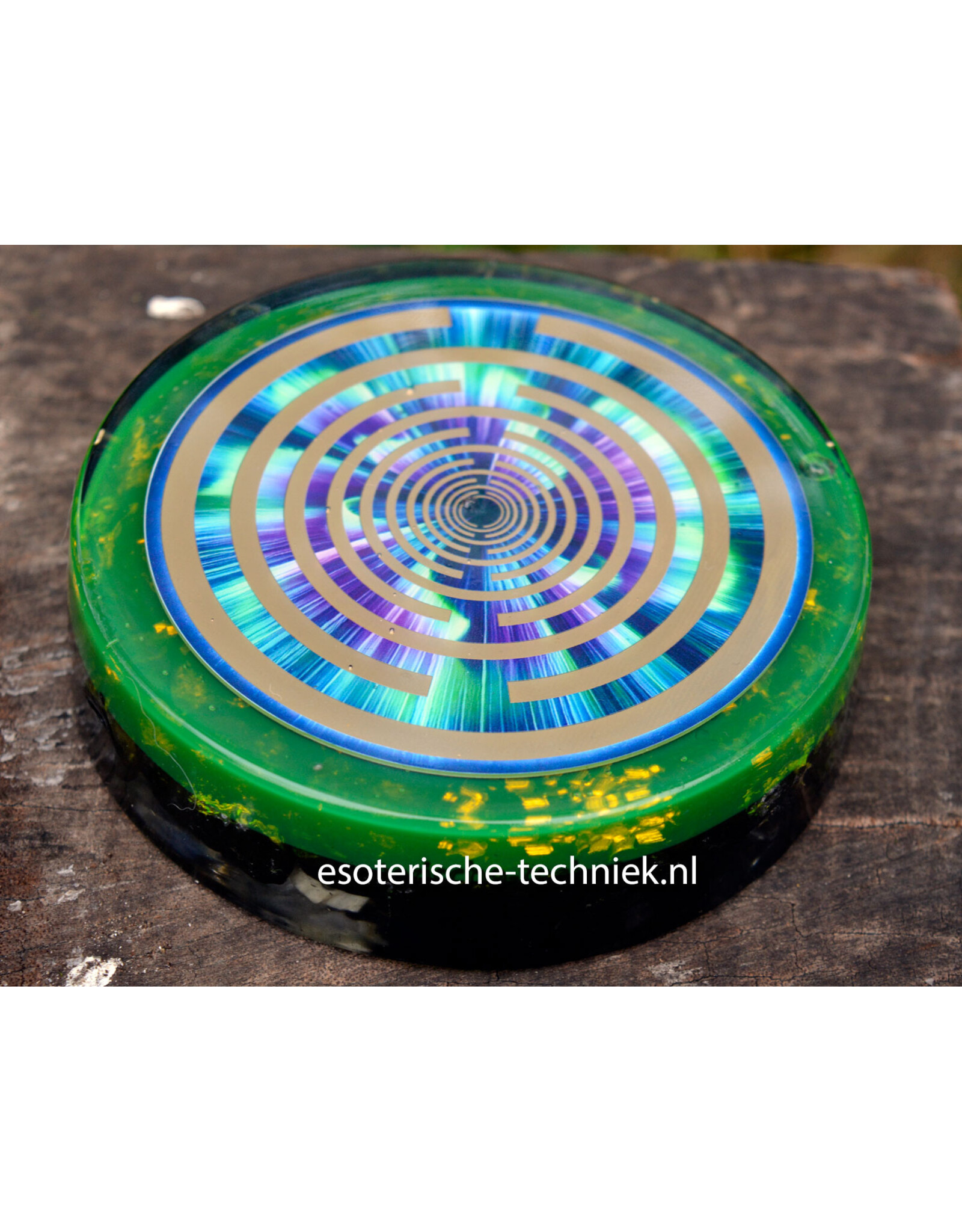 Orgonite Oplaadschijf Energieplaat Shungite met de Lakhovsky MWO Multi Wave Oscillator antenne