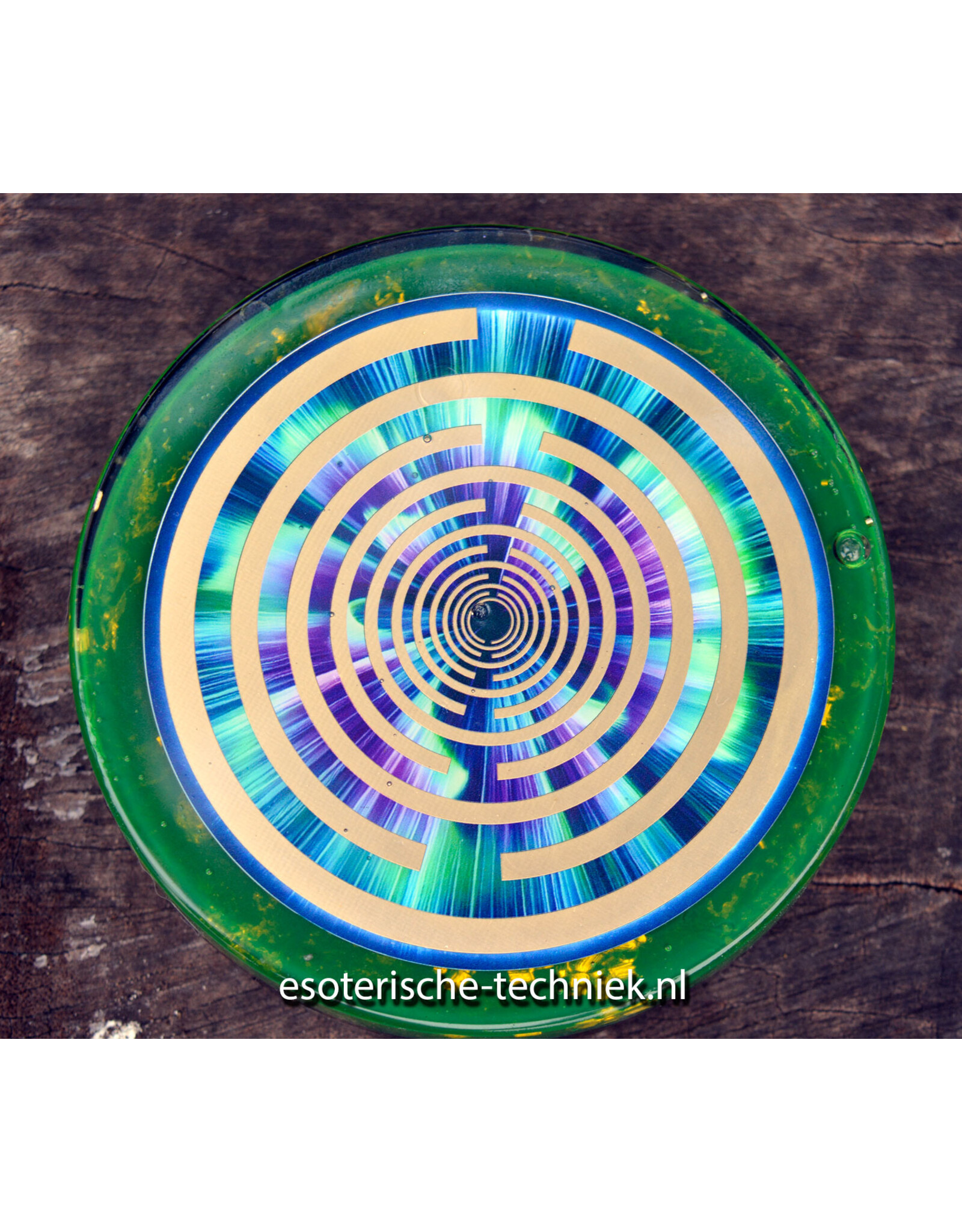 Orgonite Oplaadschijf Energieplaat Shungite met de Lakhovsky MWO Multi Wave Oscillator antenne