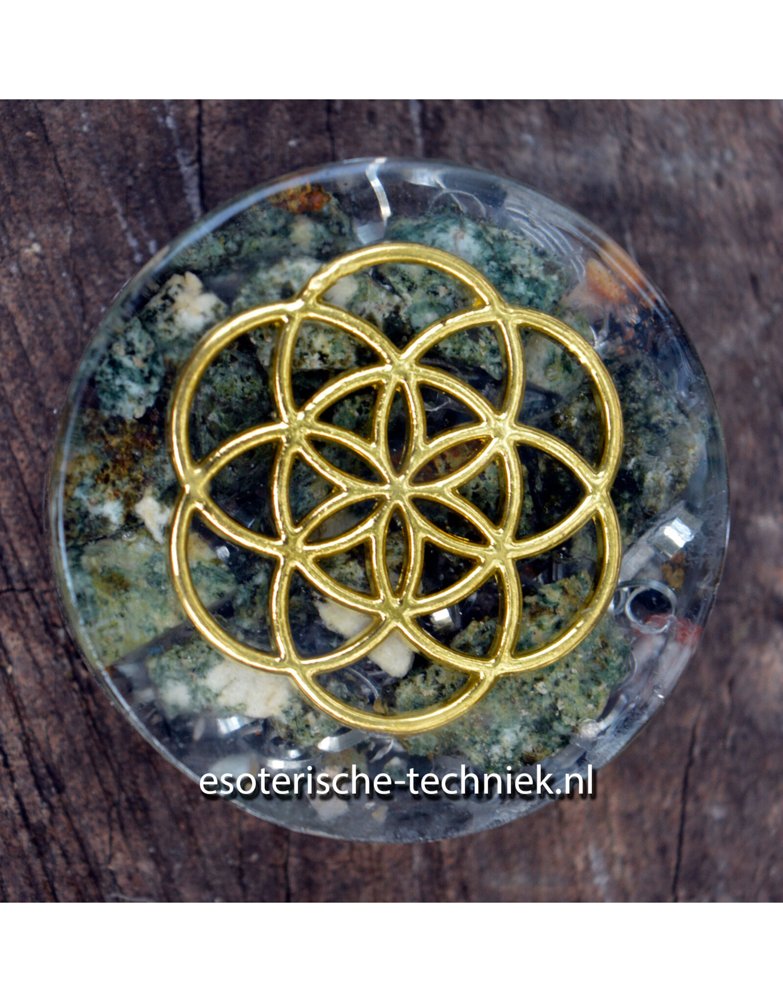 Preseli Bluestone oplaadschijfje met diverse geometrische symbolen