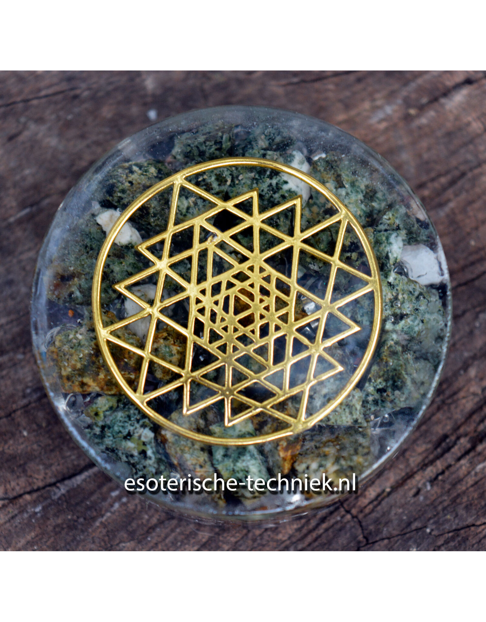 Preseli Bluestone oplaadschijfje met diverse geometrische symbolen