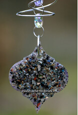 Orgonite Double Spiral Window Hanger with Amethyst and Shungite Protection