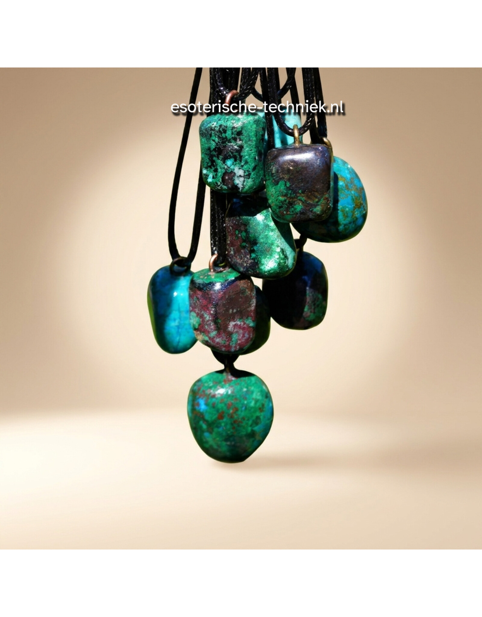 Orgone orgonite hanger edelsteen Chrysocolla met Cupriet, persoonlijke bescherming tegen verstorende energieën