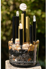 Orgone Chembuster Dubbele Vortex met Hematietkwarts, Gele Fluoriet, Herkimer Diamant, Bergkristal, Lemurisch Zaadkristal en Shungite