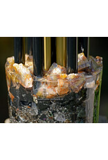 Orgone Chembuster Dubbele Vortex met Hematietkwarts, Gele Fluoriet, Herkimer Diamant, Bergkristal, Lemurisch Zaadkristal en Shungite