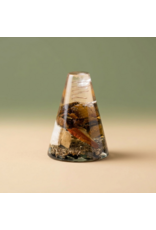 Orgonite Cone met Tijgeroog, Versteend Hout, Bergkristalpunt en Shungite