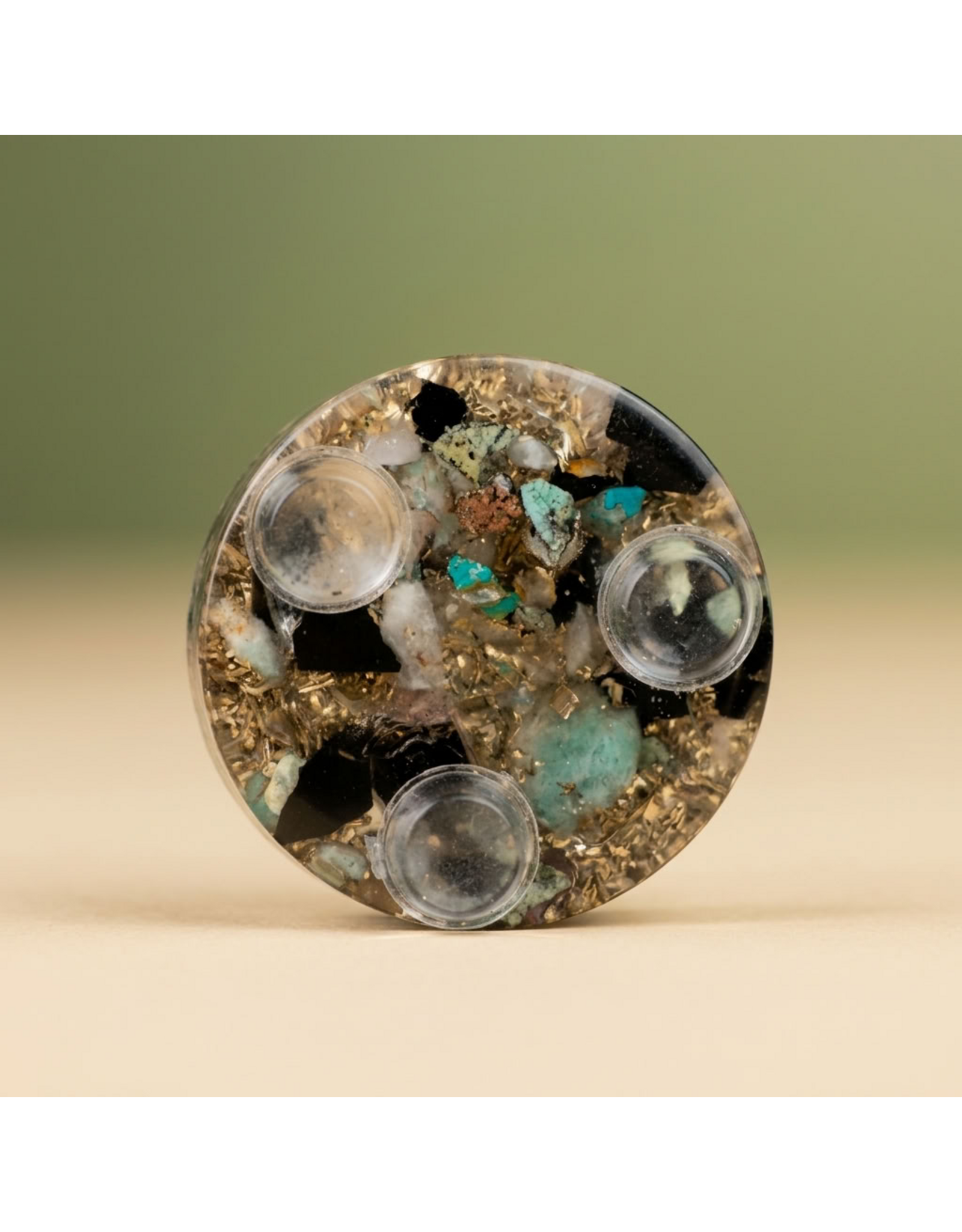 Orgonite Cone met Tijgeroog, Versteend Hout, Bergkristalpunt en Shungite
