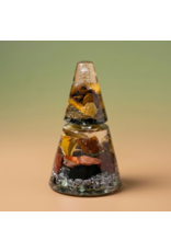 Orgonite Cone met Tijgeroog, Versteend Hout, Bergkristalpunt en Shungite