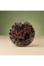 Orgonite Oplaadschijf met MWO-antenne, Shungite, Herkimer-kristallen en Rode Calciet