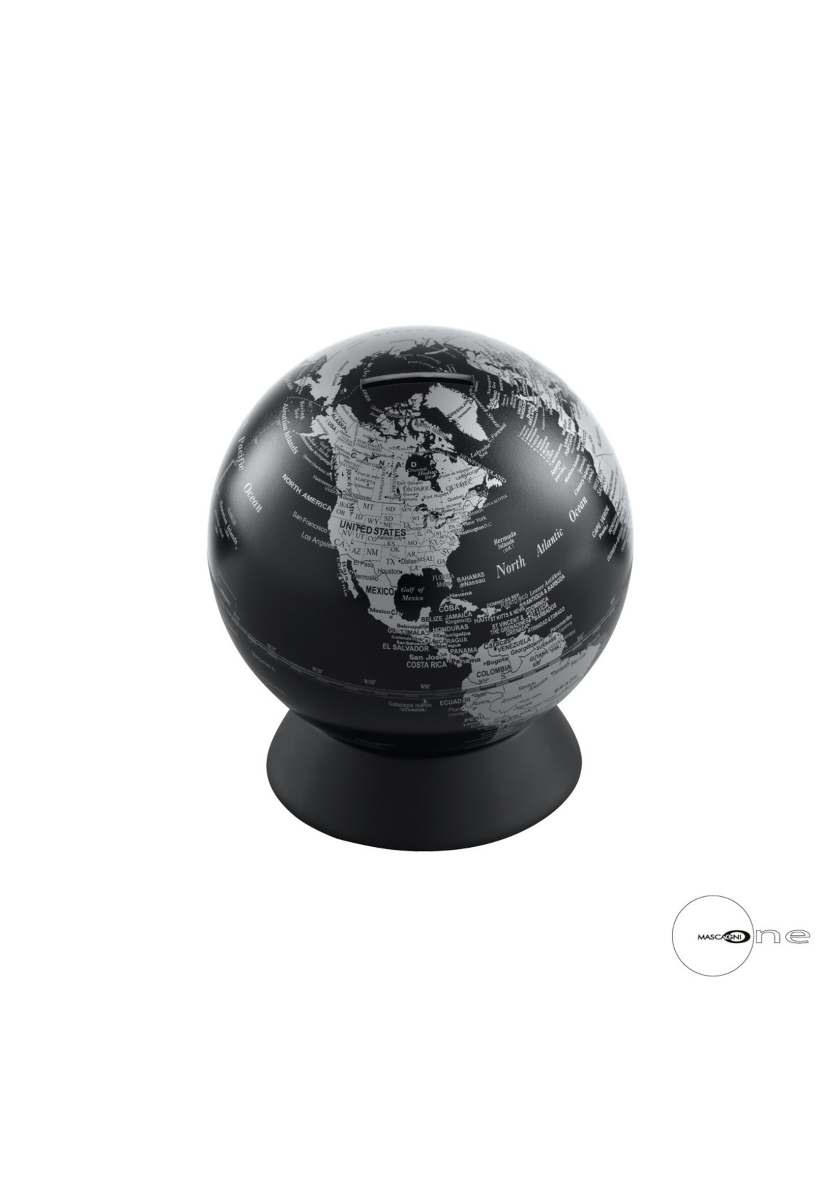 Art Mascagni O1355 MONEY BOX GLOBE - COL. SILVER