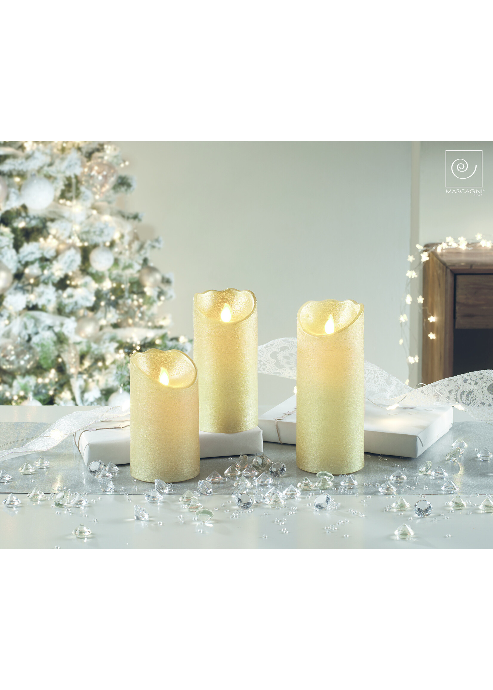 Art Mascagni SET 3 LED CANDLE CM.15 - COL.GOLD