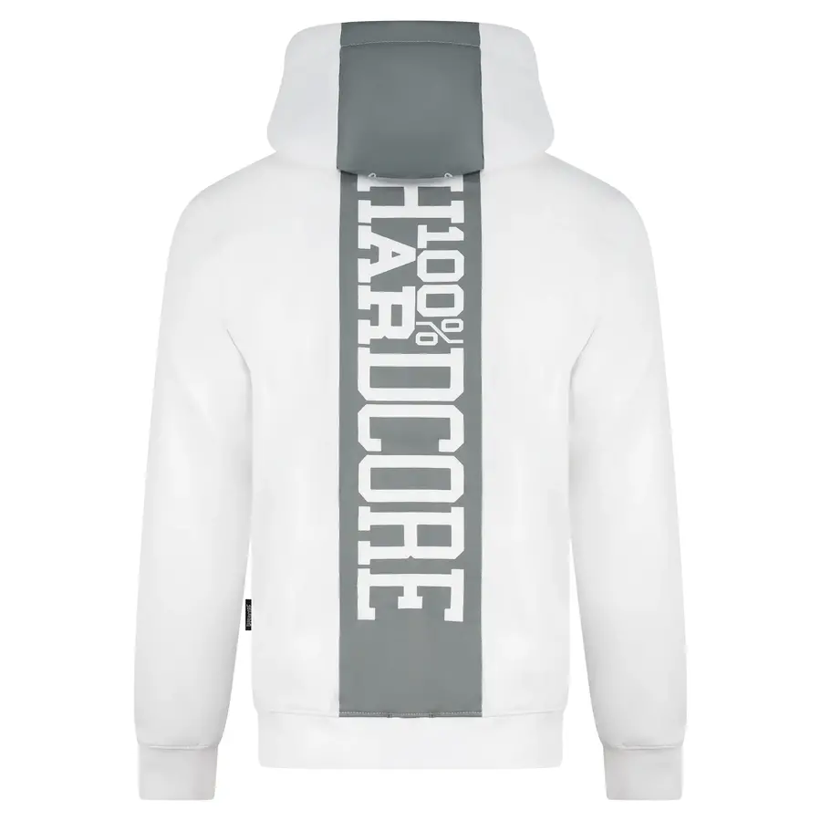 100% HC Hooded Zip Negative White
