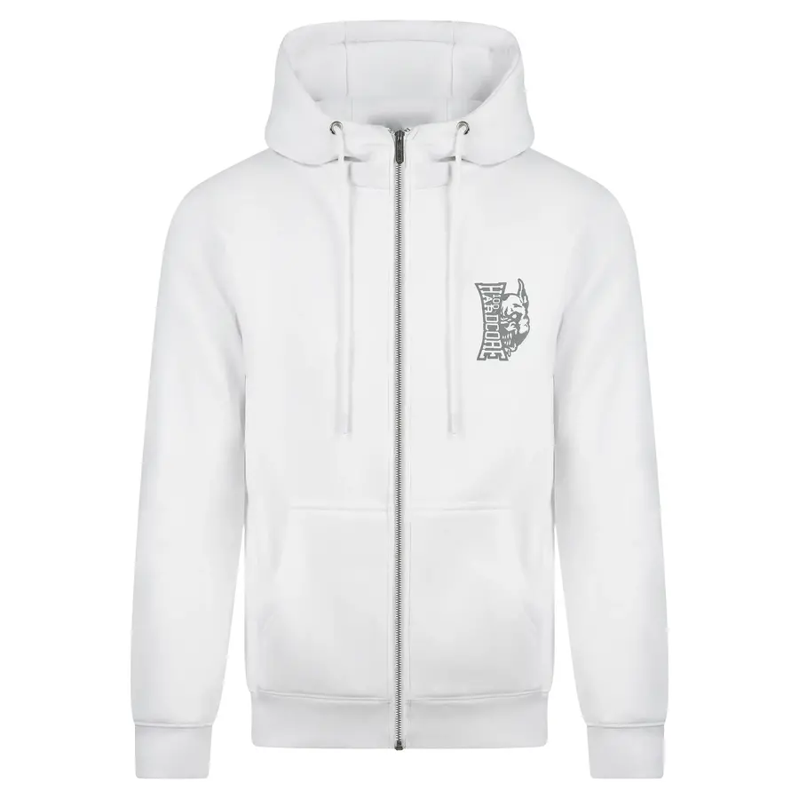 100% HC Hooded Zip Negative White