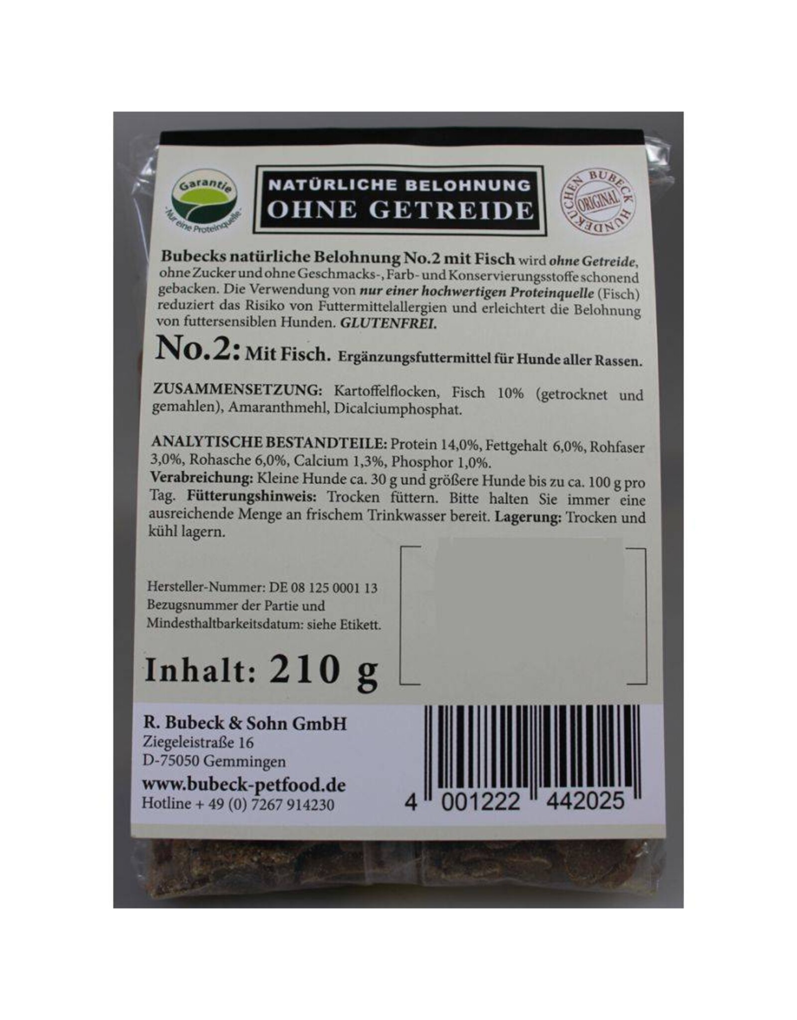Bubeck Bubeck getreidefreie Belohung Nr. 2 mit Fisch 210g