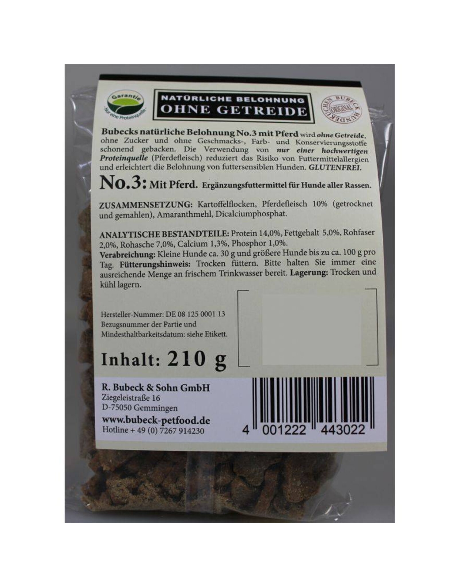 Bubeck Bubeck getreidefreie Belohung Nr. 3 mit Pferd 210g