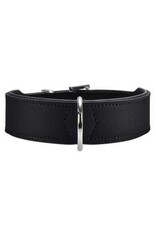 Hunter Hunter Halsband Leder Basic Nickel - Schwarz