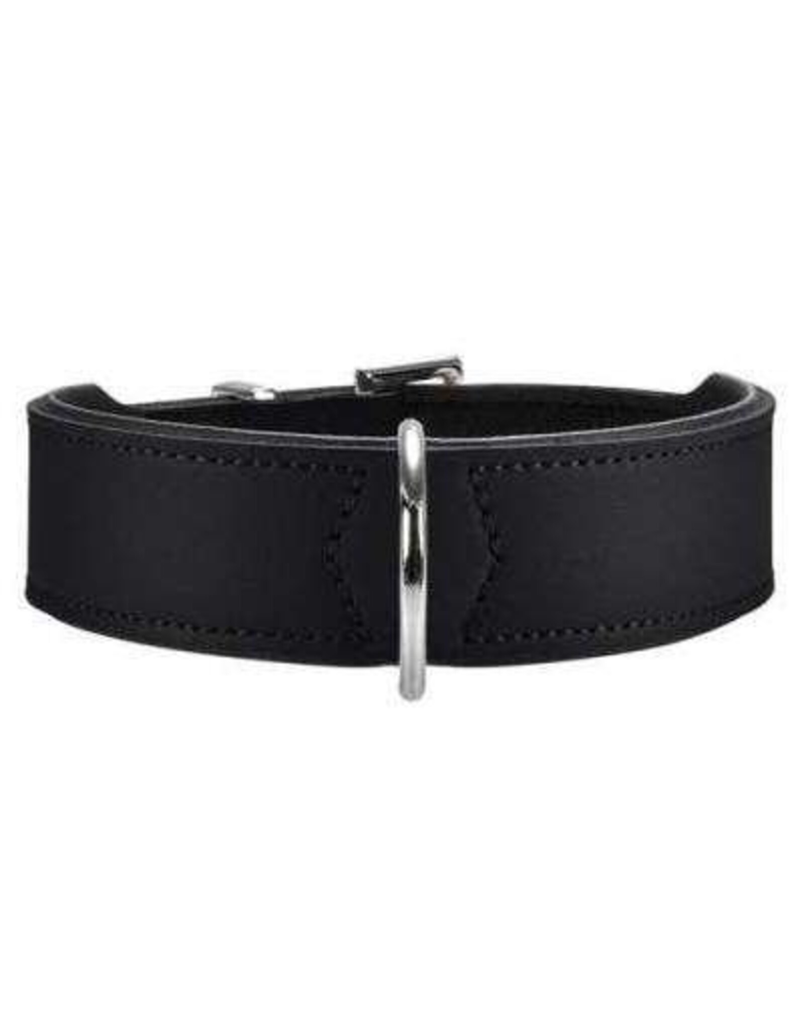 Hunter Hunter Halsband Leder Basic Nickel - Schwarz