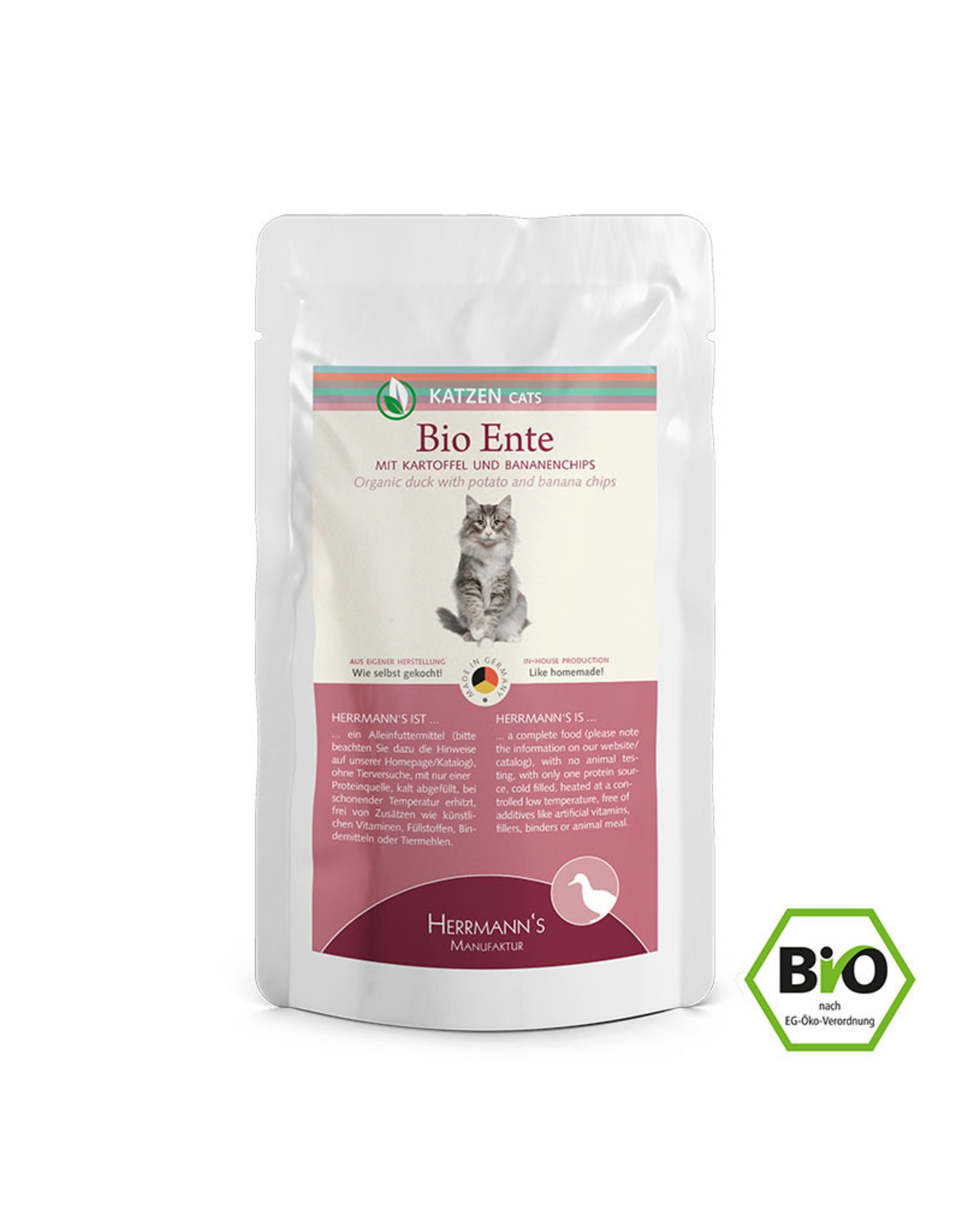 Herrmanns Herrmanns Katze - Bio Ente mit Kartoffeln und Bananenchips