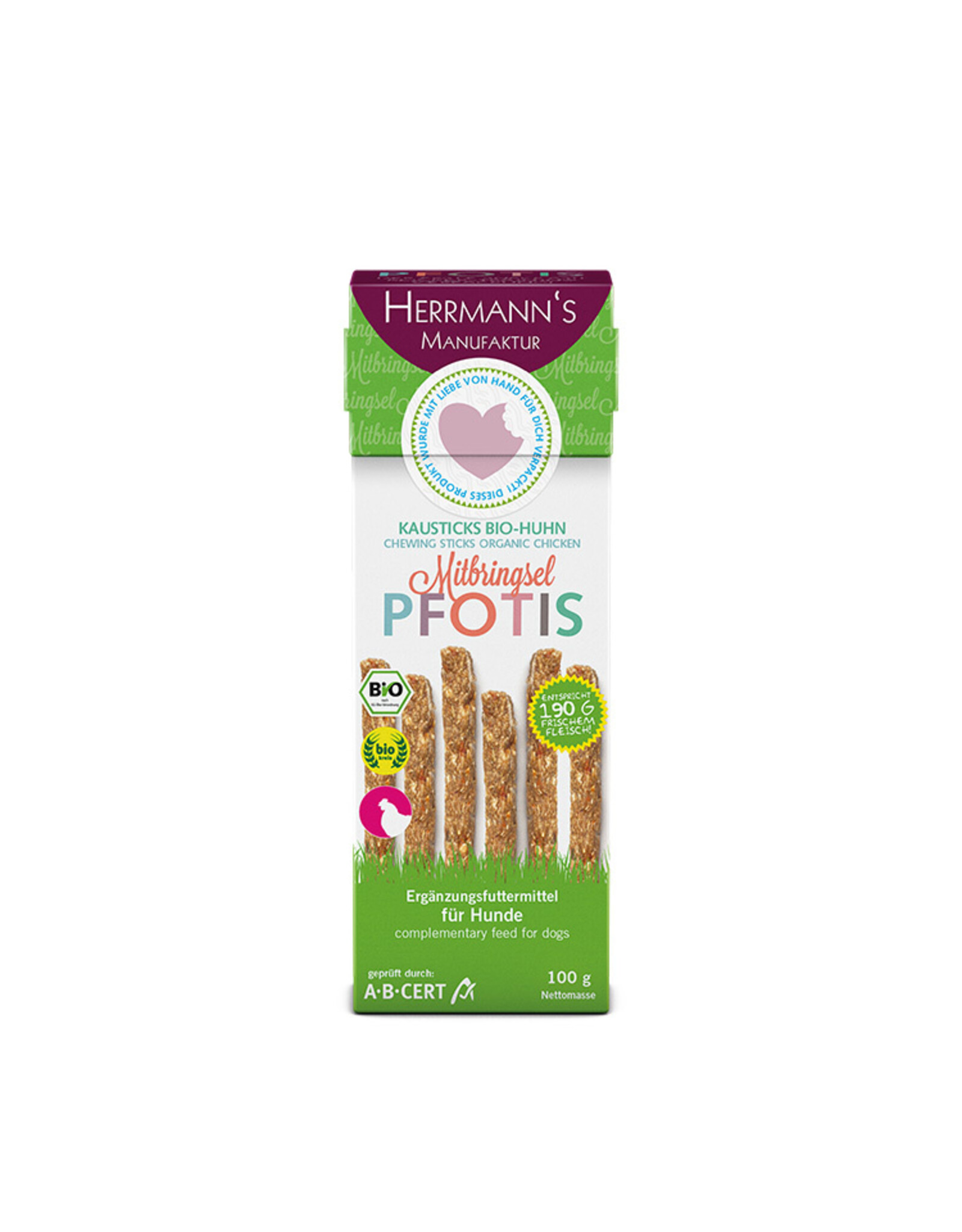 Herrmanns Herrmanns Pfotis Kausticks Bio-Huhn mit Reis 100g